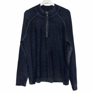 Nordstrom Transcript Men’s Marino Wool Quarter Zip Navy Sweater XL